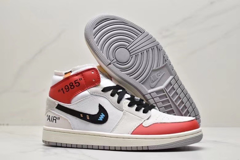 Women's Running Weapon Air Jordan 1 White/Red Shoes 0308